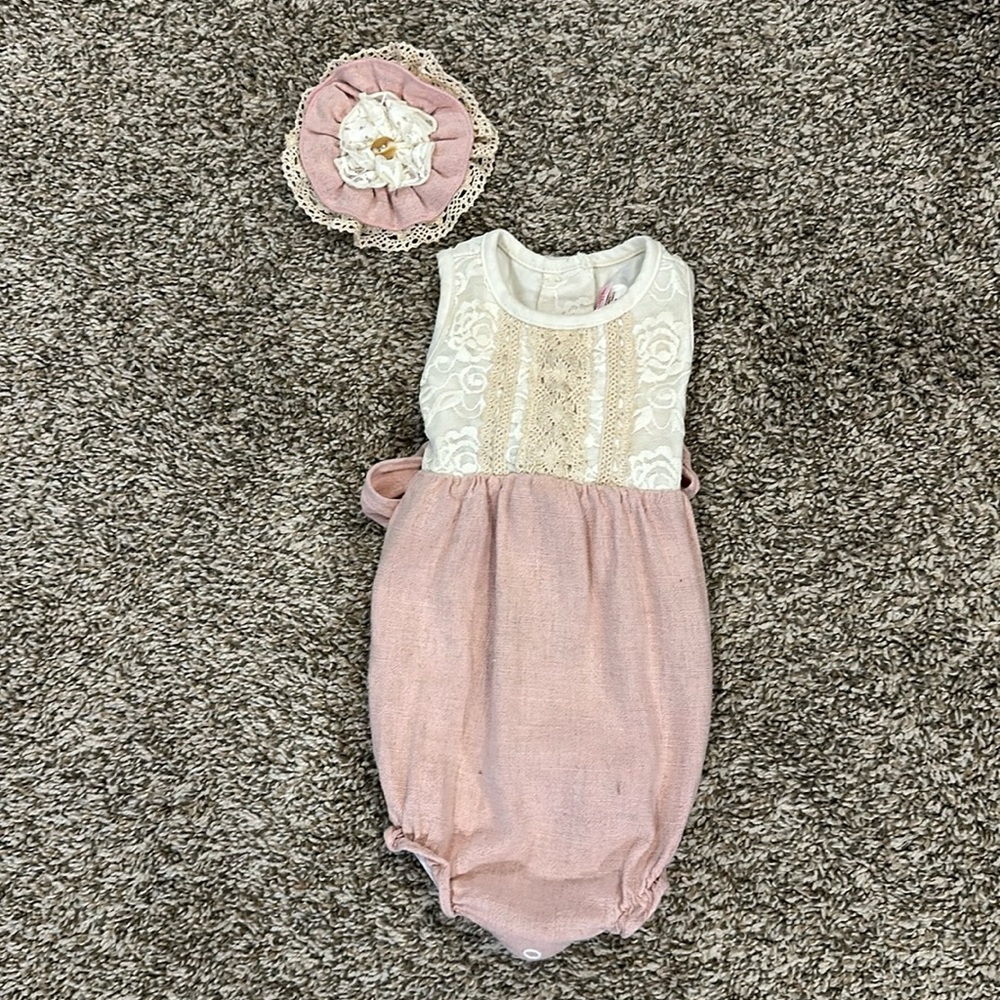 Ric rac and ruffles vintage inspired romper with bow